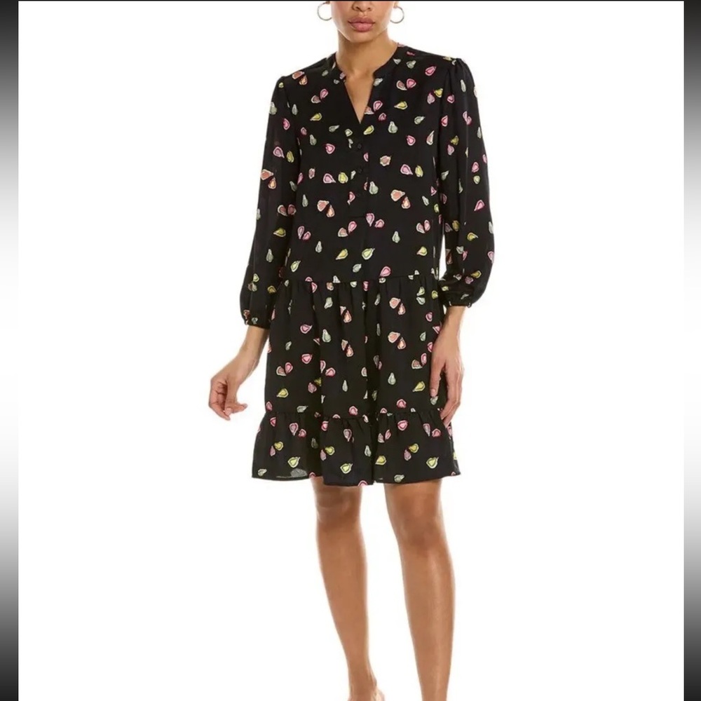 NIC+ZOE Black Floral Heart-Print Long-Sleeve Dress